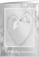 Bow on Heart, 20th Wedding Anniversary, Invitation, White and Silver card