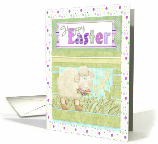 Cute Lamb in a Field of Flowers, Happy Easter card (587462)