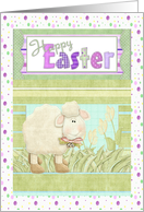 Cute Lamb in a Field of Flowers, Happy Easter card