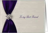 Purple Satin Ribbon with Jewel, Bridesmaid, To my Best Friend card
