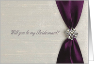 Plum Satin Ribbon with Jewel, Bridesmaid card