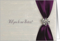 Plum Satin Ribbon with Jewel, Hostess card