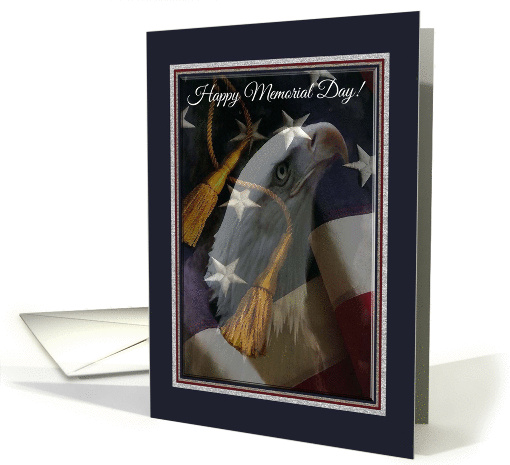 Eagle Profile with American Flag with Tassels, Happy Memorial Day card