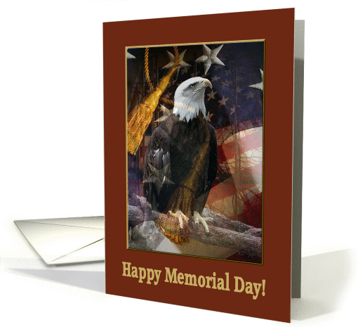 Eagle with American Flag with Tassels, Happy Memorial Day card
