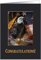 Eagle with American Flag with Tassels, Eagle Scout Congratulations card