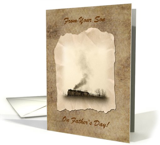 Father's Day, From Son, Train with Smoke, Custom Text card (606891)