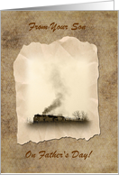 Father’s Day, From Son, Train with Smoke, Custom Text card
