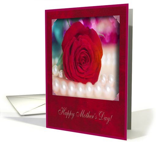Mother's Day, Godmother, Red Rose with Pearls card (607704)