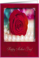 Mother’s Day, Godmother, Red Rose with Pearls card