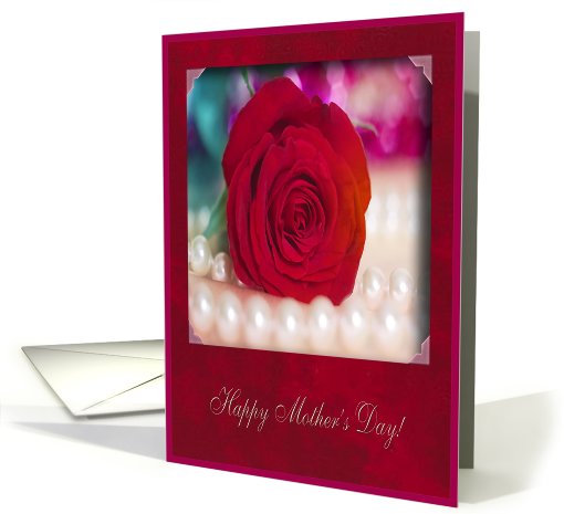 Mother's Day, Wife, Red Rose with Pearls card (607713)