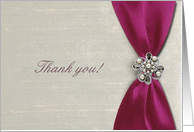 Thank you, To Mother, Pink Satin Ribbon with Jewel card