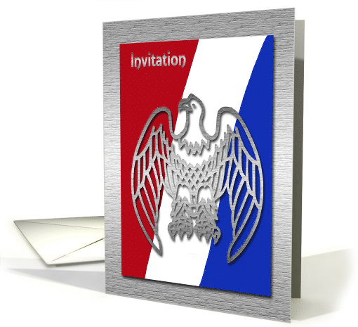 Eagle Scout Award Invitation, Silver Eagle on Red, White and Blue card