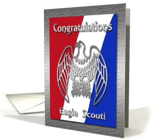 Eagle Scout Congratulations, Silver Eagle on Red, White and Blue card