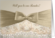 Invitation, Reader, Bow on Lace, Sepia card