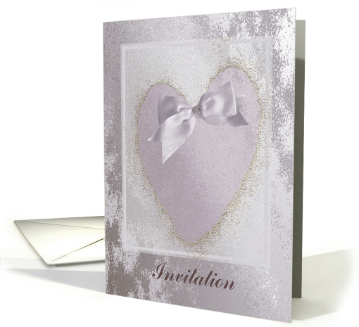 Invitation, Engagement Party, Bow with Hearts in Lavender card