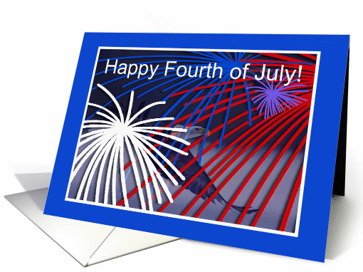 Birthday, Fourth of July, Eagle Flying with Fireworks card (627415)