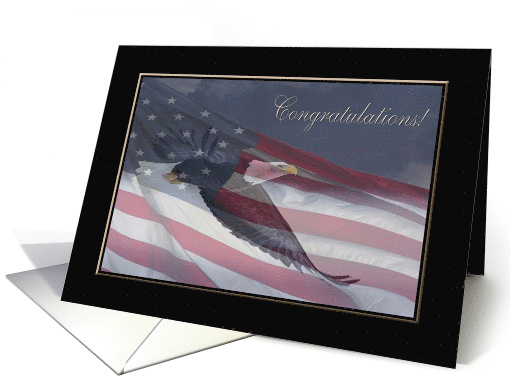 Congratulations, Eagle Scout, Eagle Flying with Flag card (627429)
