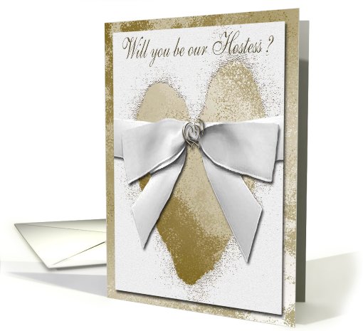Invitation, Hostess, Gold Hearts with Bow card (629932)