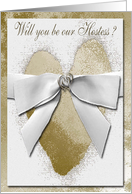 Invitation, Hostess, Gold Hearts with Bow card