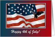 4th of July, Eagle Landing on American Flag, Custom Text card