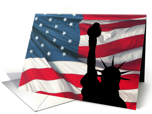 Labor Day, Lady Liberty with Flag Background card (663099)