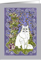 Thank you, White cat in the garden. card