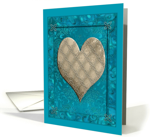 65th Anniversary, Painted Jeweled Like Heart, Sky Blue card (685911)
