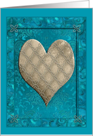 65th Anniversary, Painted Jeweled Like Heart, Sky Blue card