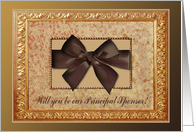 Principal Sponsor Invitation, Brown Velvet Bow Look card