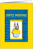 30th Birthday Cupcake on musical notes, Happy Birthday card