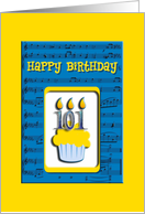 101st Birthday Cupcake on Musical Notes, Happy Birthday card