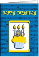 106th Birthday Cupcake, Happy Birthday card