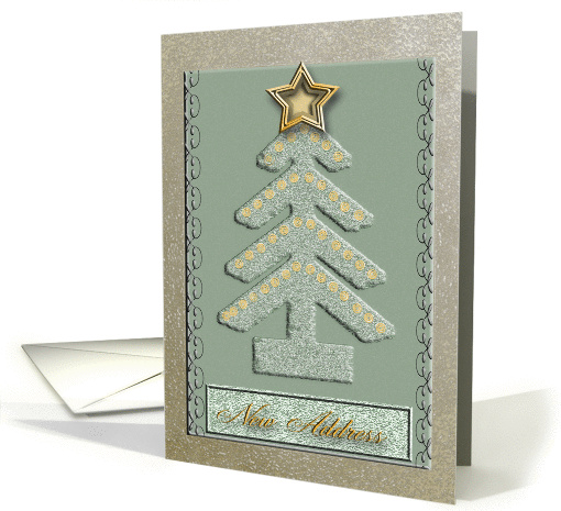 Christmas Tree with Gold Star, New Address card (707610)