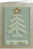 Christmas Tree with Gold Star, New Address card