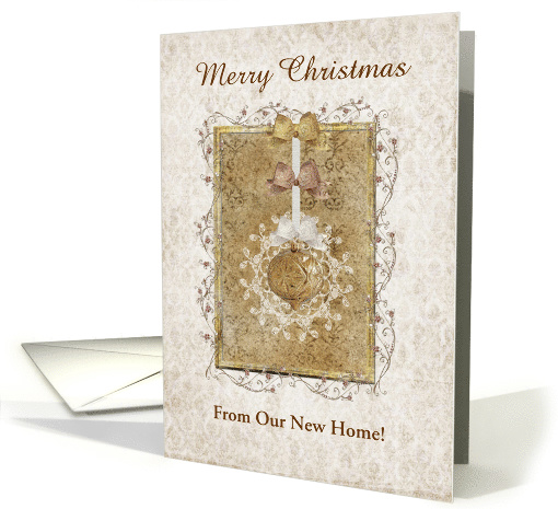 Christmas, New Home, Elegant Vintage Ornament, Custom Text card