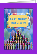 Happy Birthday from all of us, Balloons and Candles card