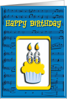 66th Birthday Cupcake Invitation card