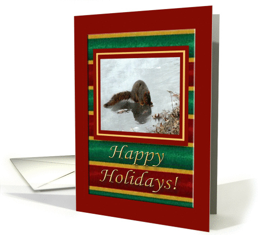 Squirrel Taking a Ice Drink, Happy Holidays card (714062)