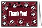 Thank you to Soccer Coach, Soccer Balls, Red, Black and White 2 card