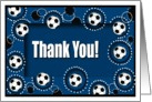 Thank you to Soccer Coach, Soccer Balls, Blue, Black and White card