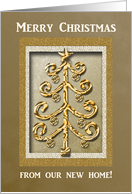 Gold Tree, New Home, Merry Christmas card