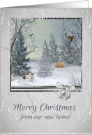 Animals in the Winter Forest, Tree with Star, Merry Christmas card