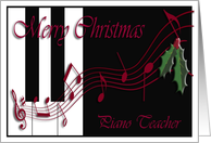 Merry Christmas to Piano Teacher, Music notes on piano card