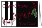 Merry Christmas to Piano Teacher, Music notes on piano card