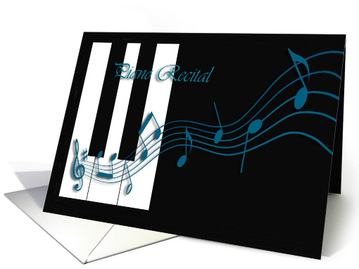 Piano Recital, Music notes on piano, Blue card (720887)