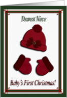 Red Cap and Mittens, Baby’s First Christmas, For Niece card