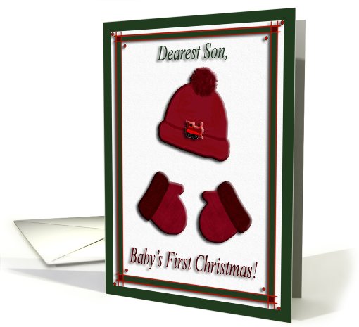 Red Cap and Mittens, Baby's First Christmas, For Son card (723939)