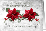 Berries & Poinsettias, New Home, a very merry Christmas card
