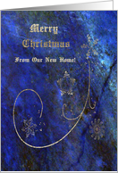 Merry Christmas, New Home, Abstract Blue, Gold Snowflakes & Stars card