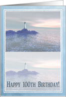 Blue Lighthouse, Happy 100th Birthday card